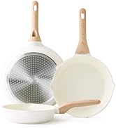 Kordisen Nonstick Ceramic Frying Pan Set, 3 Piece Ceramic Skillet Set, Healthy Non Toxic Cooking ...