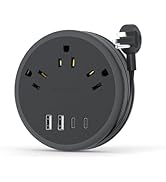 NTONPOWER Flat Plug Extension Cord, 2 USB C Travel Power Strip with 3 Outlets 4 USB Ports, 4ft Fl...