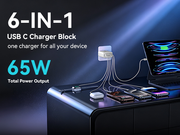 6 IN 1 USB C Charger block