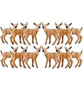 RESTCLOUD 12Pcs Deer Figurines Cake Toppers, Deer Toys Figure, Small Woodland Animals Set of 12 Fawn
