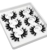 Losha Lashes 6 Pairs Fluffy False Eyelashes for Women 20mm Long Dramatic Faux Mink Strip 5D Lashe...