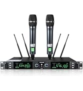 Kaschun Wireless Microphone System, Handheld Mics, Long Distance150-200Ft, UHF Metal Cordless Mic...