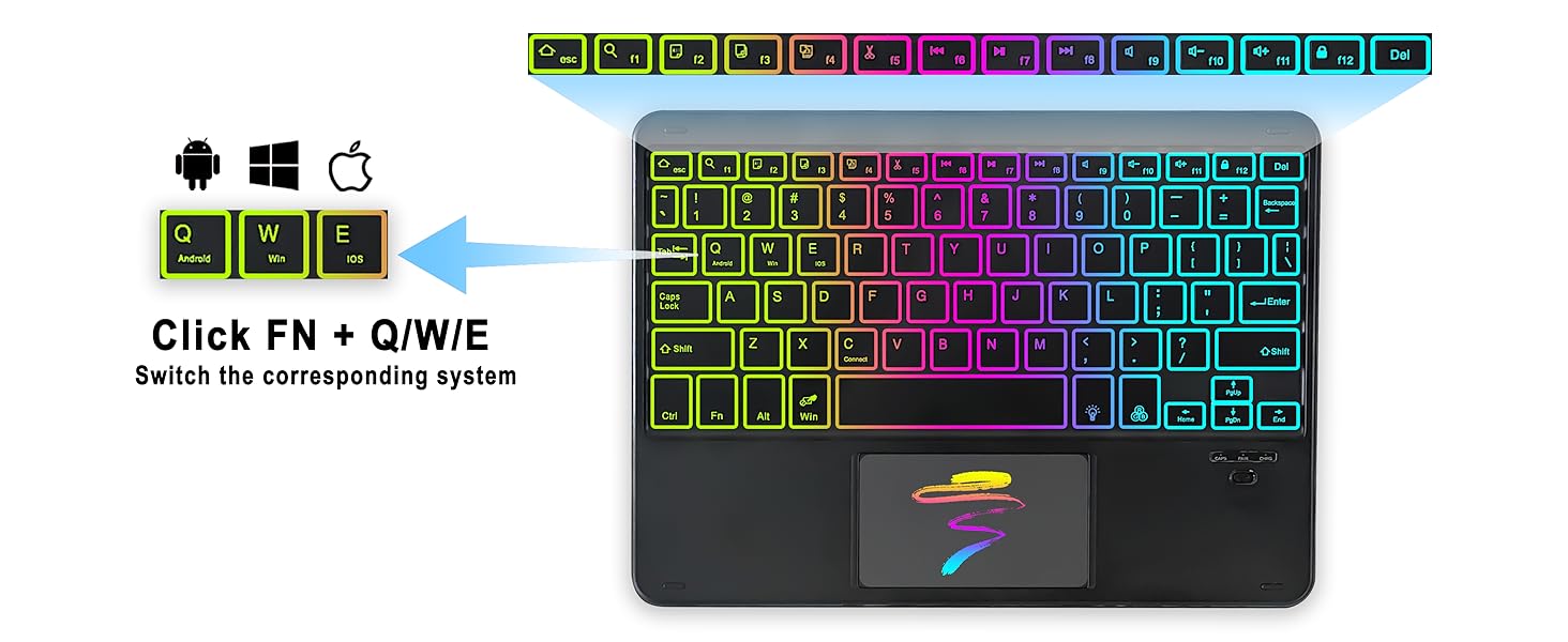 Universal Touchpad Keyboard Case for 9.7-11.0 tablet-Black-3