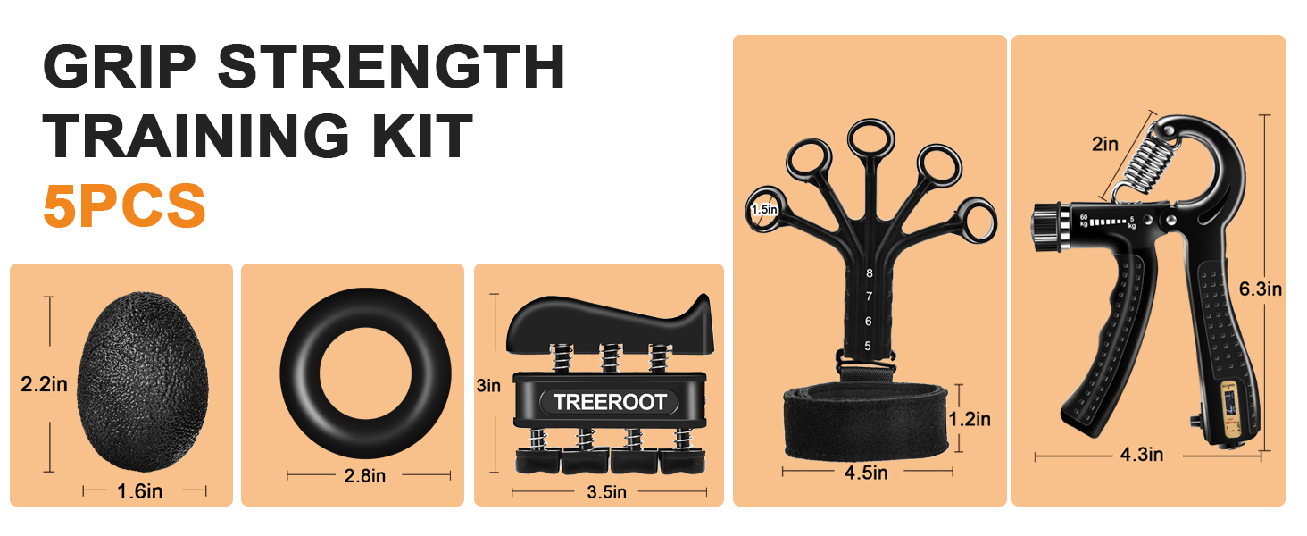 Grip Strength Trainer Kit, Hand Gripper Strengthener