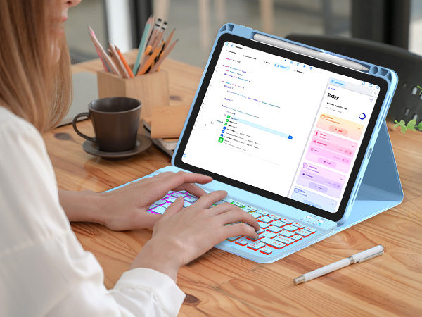 blue ipad air 4th keyboard case