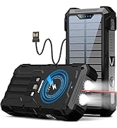 Sudrov Solar Charger Power Bank, 42800mAh Wireless Portable Charger with USB-C in/Output, QC3.0 F...