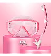 Dry Snorkel Set, Pano 3 Window Snorkel Mask, Anti-Fog Scuba Diving Goggles and Snorkel, Professio...