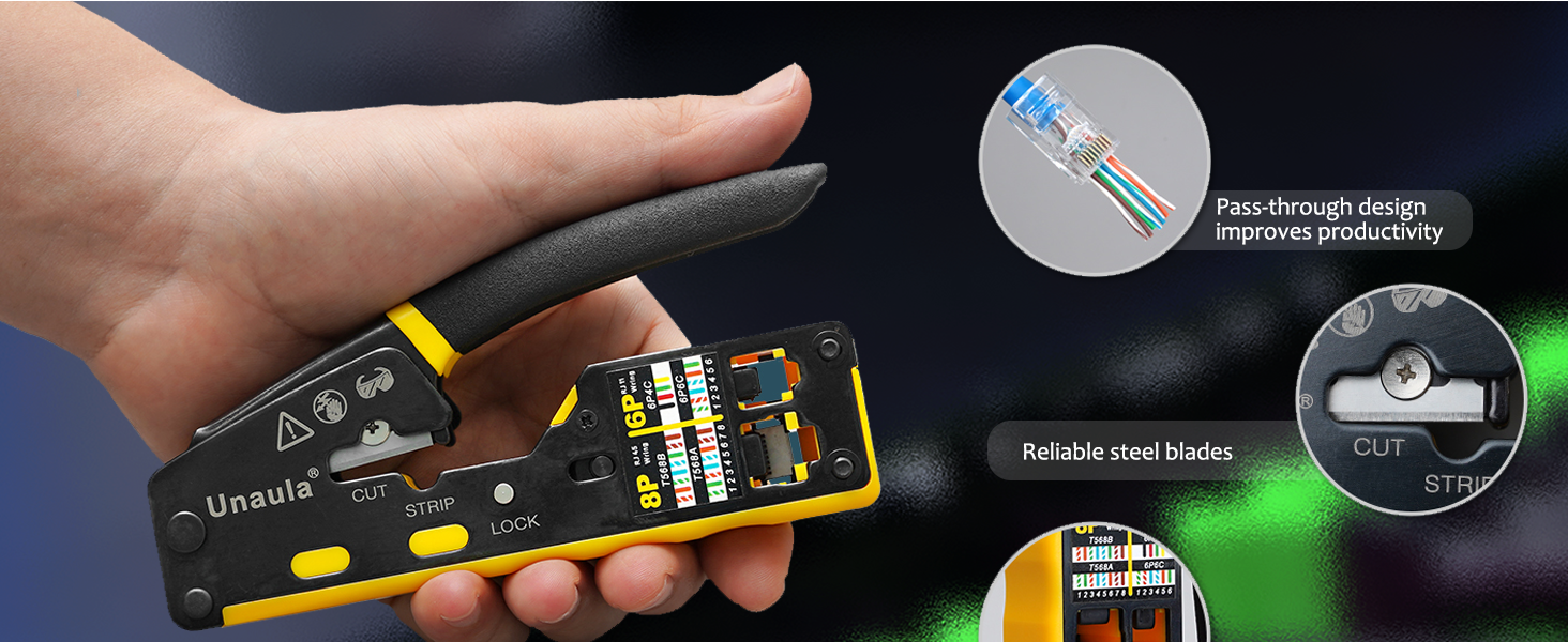 Pass Through rj45 crimp tool kit