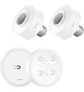 LoraTap Wireless Remote Control E26 Light Socket (2 Pack) with Dual Switch Remote, 915MHz RF 656f...