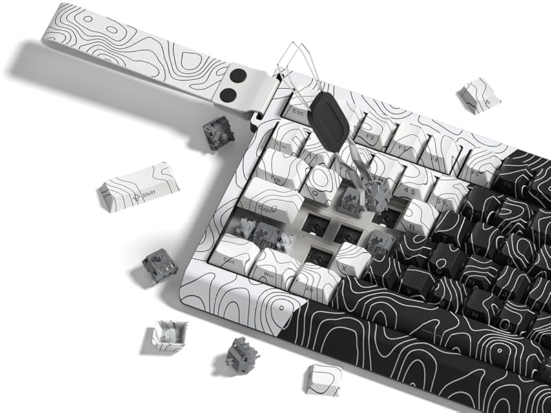 QMK/VIA 75% Keyboard Wireless,Topographic Gaming Mechanical Keyboard 65%