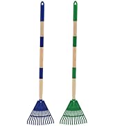 Xifando Kids Leaf Rake - 3-Section Adjustable Handle, Lightweight, Wood &amp; Plastic, Small Garden T...