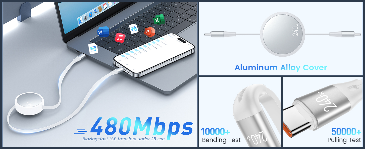 240W Retractable USB-C Cable