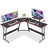 RROCOSIA L Shaped Desk Corner Gaming Desk Computer Desk with Large Desktop Studying and Working a...