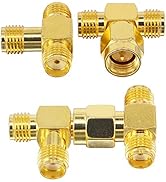 Boobrie 4PCS SMA Connectors kit 2 Type SMA Adapter Splitter 2-Way SMA Male to Dual Female+SMA Fem...