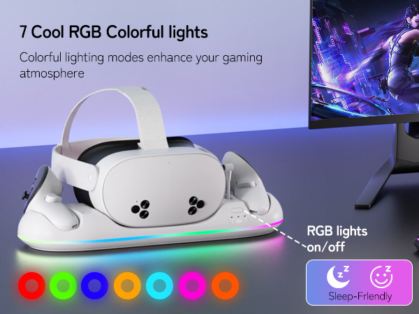meta quest 3/3s/2 charging dock can quickly charge the headset and controllers simultaneous