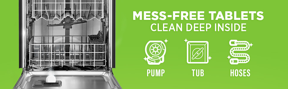 mess-free tablets clean deep inside pump, drum and hoses