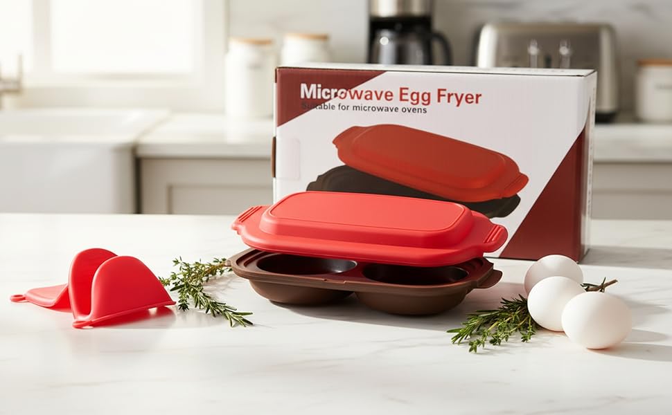 Microwave Egg Cooker with 2pcs Silicone Oven Mitts Heat Resistant