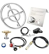 Uniflasy 12" Fire Pit Ring Burner Kit, Stainless Steel Propane Gas Firepit Ring Kit with Spark Ig...