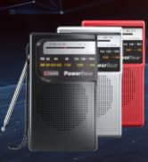 PowerBear Portable Radio | AM/FM, Battery Operated, Long Range (Black,Silver,Red)
