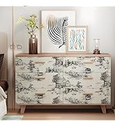 QUCHENG Toile de Jouy Wallpaper Chinoiserie Style Wall Decor Monochrome Landscape Cabinets Decal ...