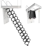 VEVOR Attic Ladder, 660LBS/299.4KG Capacity, Fits 9.5 to 10.2 ft Ceiling Height and 39.4 x 27.5 i...