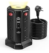 Surge Protector Power Strip 16FT Cord,PASSUS Power Strip Tower with 4USB Ports(2A+2C,20W fast cha...