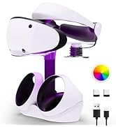 HONCAM Charging Station for PSVR 2, Multifunction PSVR2 Stand with 7 RGB Light, Headset Display S...