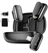 PQRQP Wireless Lavalier Microphone for iPhone/iPad/Android, 164ft Transmission, Mini Microphone w...