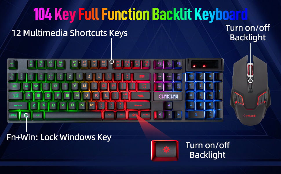 wireless keyboard and mouse gaming rechargeable rgb backlit teclado inalámbrico