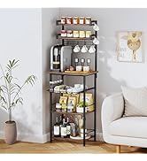 SWTYMIKI 6-Tier Coffee Bar Station - Bakers Rack with Drawer &amp; 6 S-Shaped Hooks, Corner Coffee St...