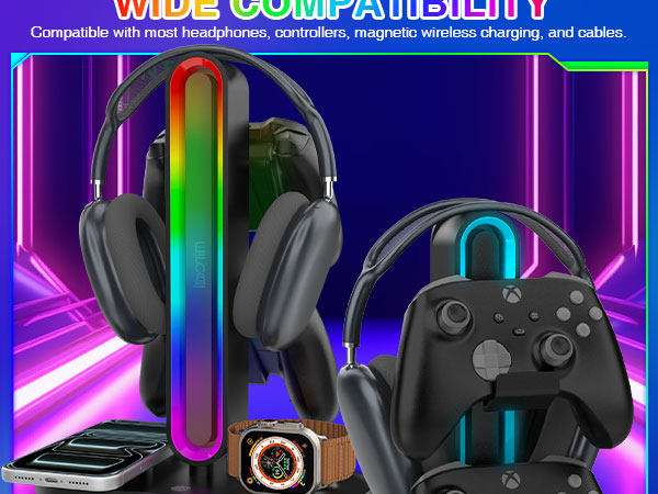 RGB Headset Stand with Charging Station