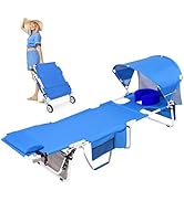 Wheel-To-Go Tanning Chair with Wheels Sun Canopy Umbrella Face Hole Thicker Washable Adjustable, ...