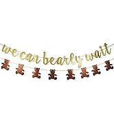 We Can Bearly Wait Glitter Banner, Baby Shower Decorations, Gender Reveal Party Supplies for Tedd...