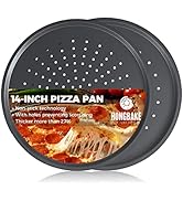 HONGBAKE 14 Inch Pizza Pan with Holes, 2 Pack Non-Stick Pizza Pan for Oven, Carbon Steel Perforat...