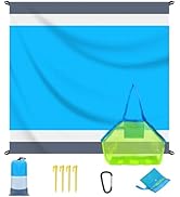 BREENHILL Large Mesh Beach Bag &amp; Blue Beach Blanket 83"x79" 2Pcs Travel Accessories Comfort Light...