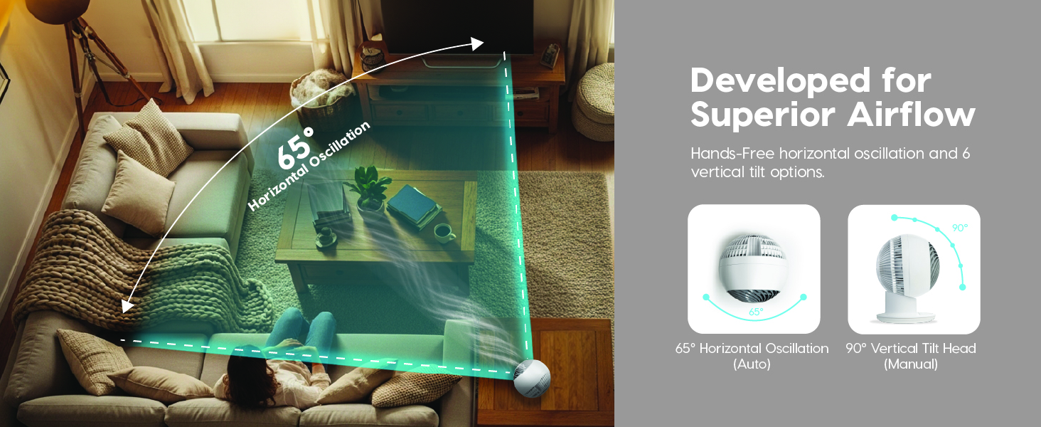 IRIS USA WOOZOO Air Circulator Fan with Remote, Oscillating, 5 Speeds, 82ft Max Air Distance