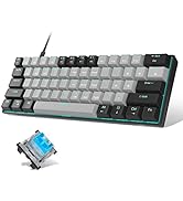 MageGee 60% Mechanical Keyboard, Gaming Keyboard with Blue Switches and Sea Blue Backlit Small Co...