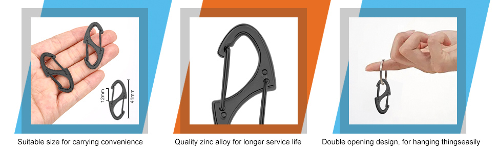 carabiner clip s keychain small key hook mini double snap ring metal locking chain heavy spring