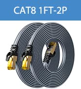 ARISKEEN Cat 8 Ethernet Cable 1 FT 2 Pack