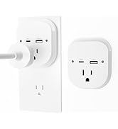 2 Pack Outlet Extender, Outlet Splitter Wall Outlet with PD 20W Type-C,USB Ports,1 Outlet , Wall ...