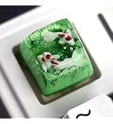 DOHOMEQ Cute Couple Koi Fish Artisan Keycap - Green Ocean Coral Reef R1 SA Profile Custom Keycaps...