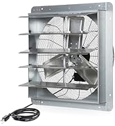 VENTISOL 24 Inch Shutter Exhaust Fan, Ven Fan with Power Cord &amp; Variable Speed Controller Wall Mo...