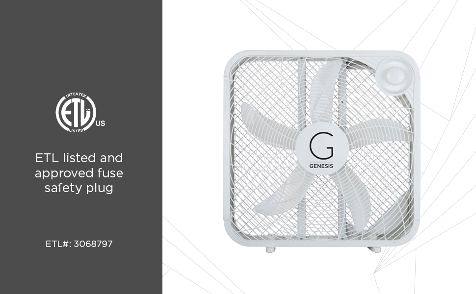 Genesis G20 Box Fan Certifications