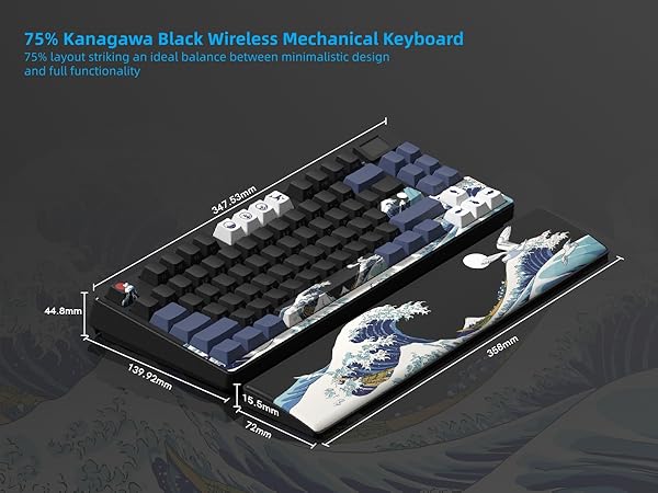 75% Wireless Mechanical Keyboard, Creamy Gaming Keyboard, 75% Black keyboard