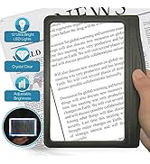 3X Large Ultra Bright LED Page Magnifier with 12 Anti-Glare Dimmable LEDs (Provide More Evenly Li...