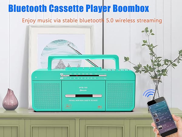 bluetooth cassette player boombox retro green