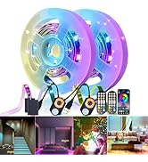 LED Strip Light Motion Sensor Under Bed Lights 2*9.84FT RGB,Remote/APP Control/Dimmable/Music Syn...
