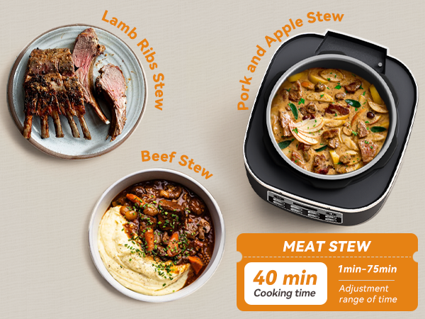 prepare meat stew in the nonstick ceramic inner pot.