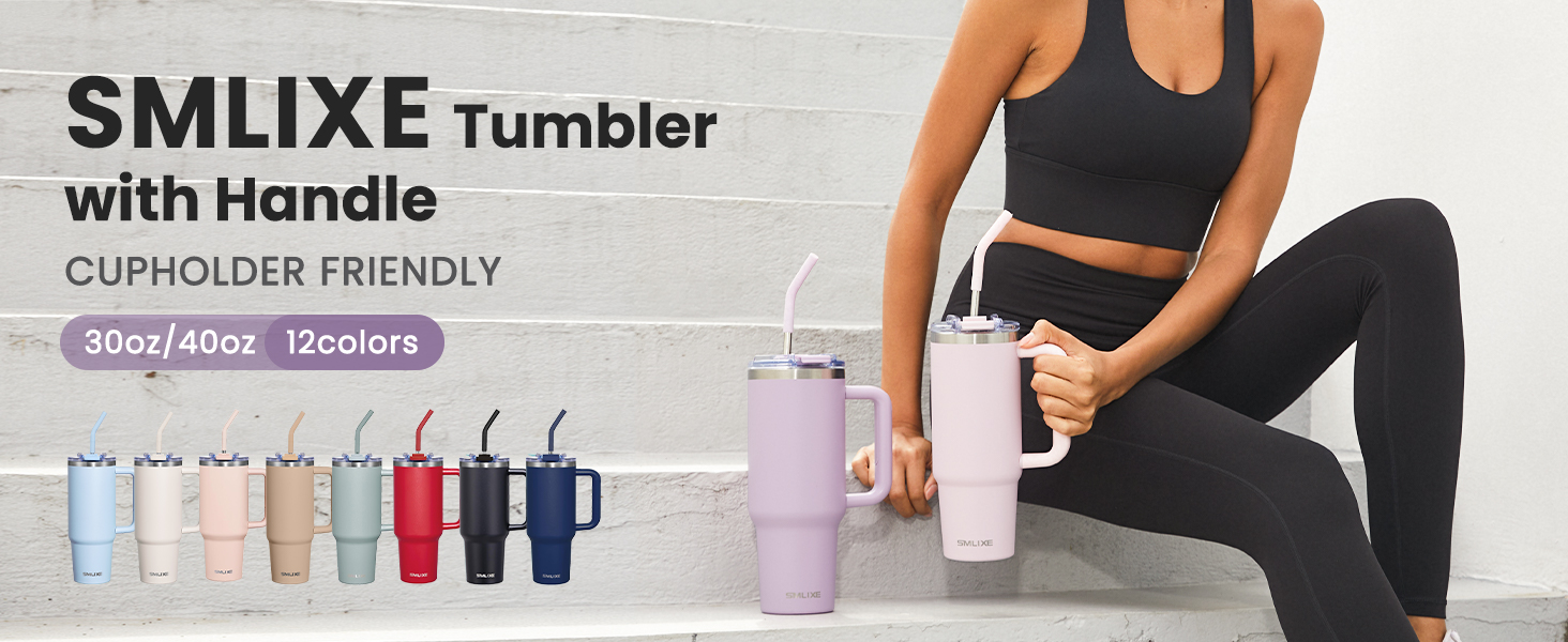 SMLIXE Tumbler with Handle and Straw Lid