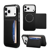iMangoo for iPhone 17 Pro Wallet Card Holder Case for MagSafe Black | Slim Fit PU Leather Flip Fo...